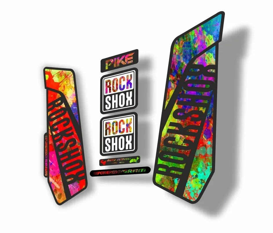 Rock Shox Pike 2016 Mountain Bike Cycling Decal Kit Sticker Adhesive Oil Slick