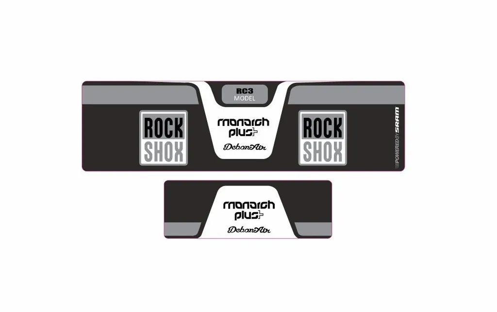 Rock Shox MONARCH Plus RC3 Debon Air Rear Shock Decal Sticker Adhesive Gray
