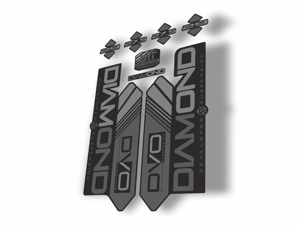 DVO 2016 Diamond 27.5 - 29 Fork Suspension Sticker Decal Kit Adhesive Gray