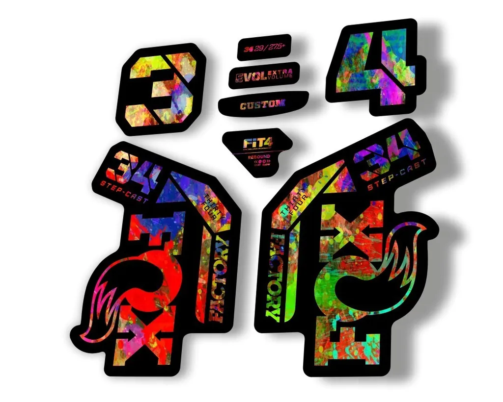 FOX 34 Step Cast SC 2023 Factory Fork Decals Suspension Sticker Oil Slick