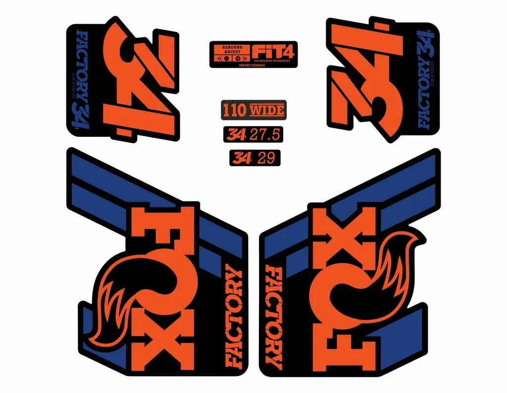 FOX 34 Float 2018-19 Forks Suspension Factory Decals Sticker Adhesiv Blue Orange