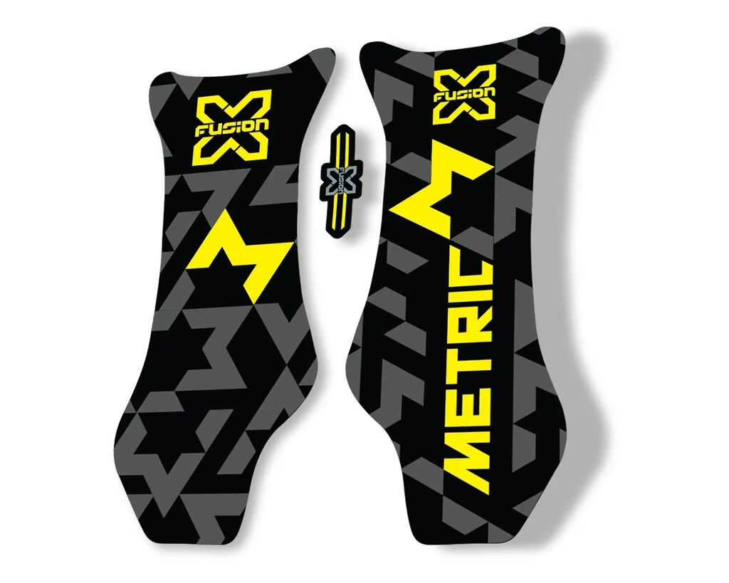 X Fusion Metric 2018 Front Shock Suspension Sticker Factory Decal Yellow