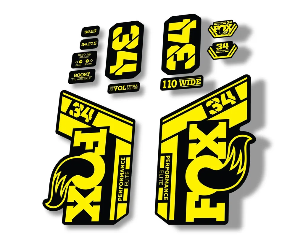 FOX 34 Performance Elite 2021 Factory Fork Decals Suspension Sticker Yellow