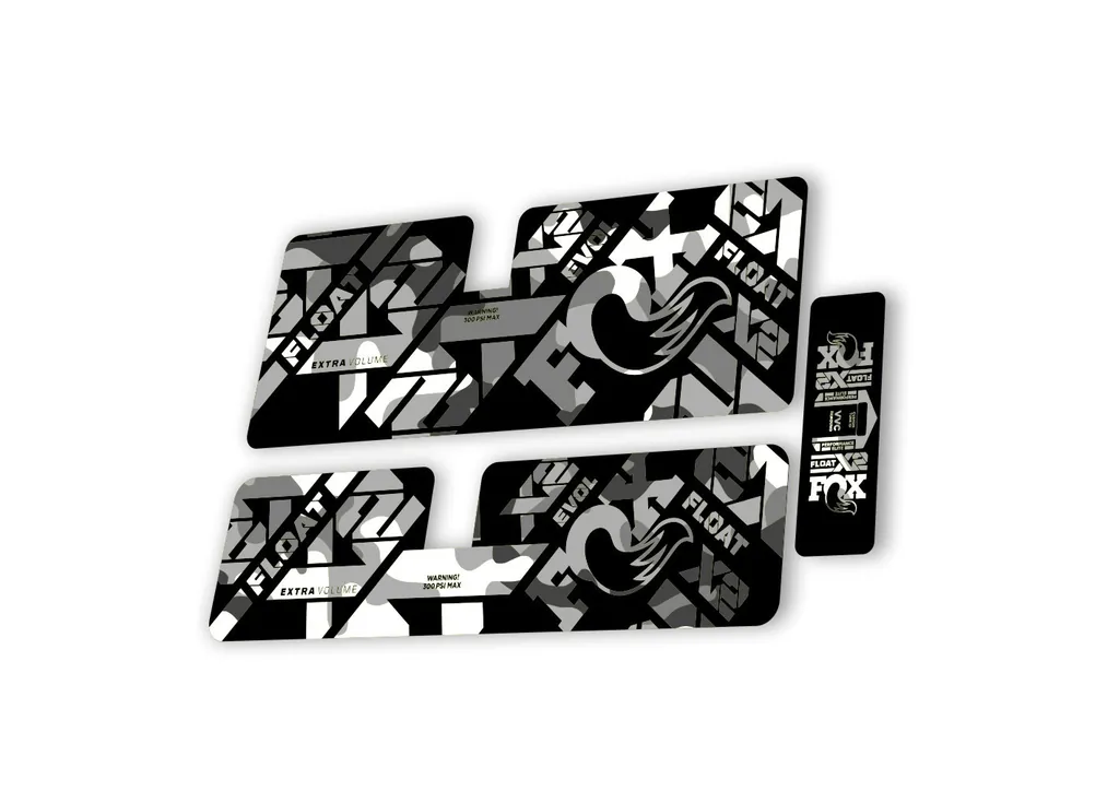 FOX X2 Performance Elite 2021 Rear Shock Suspension Sticker Decal Kit White Camo