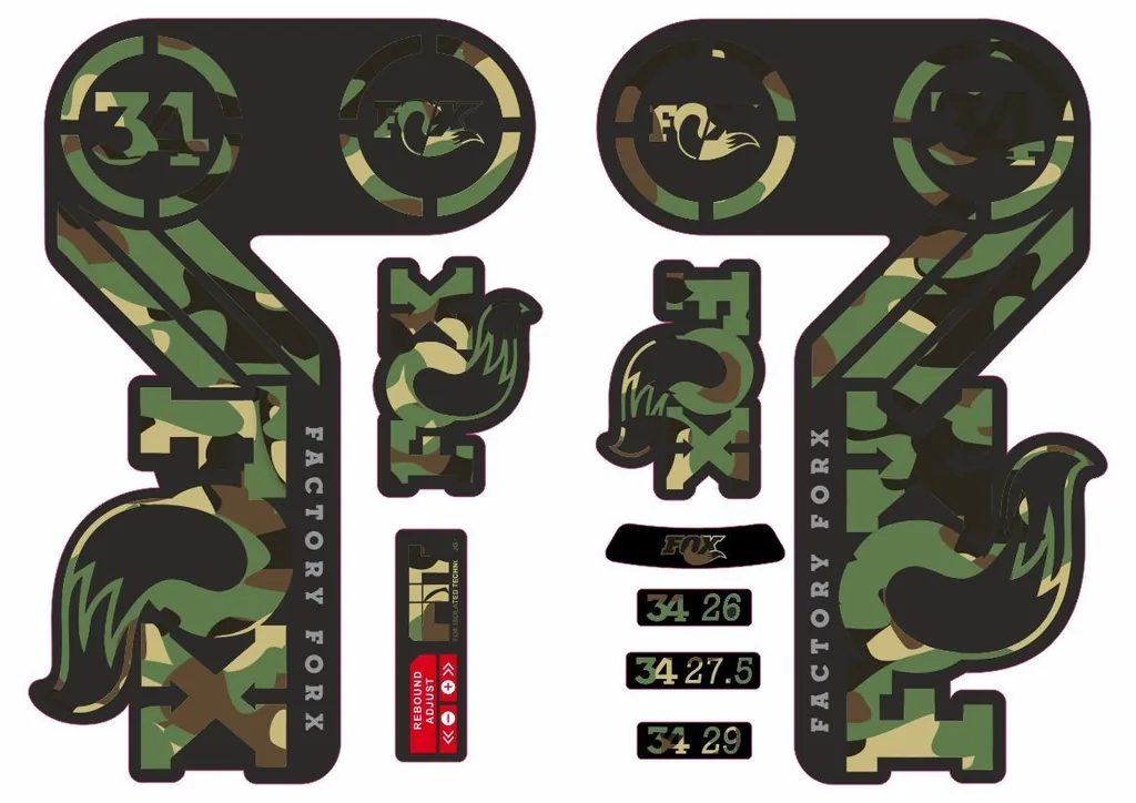 FOX 34 Heritage 2015 Fork Suspension Factory Decal Sticker Adhesive Camuflage