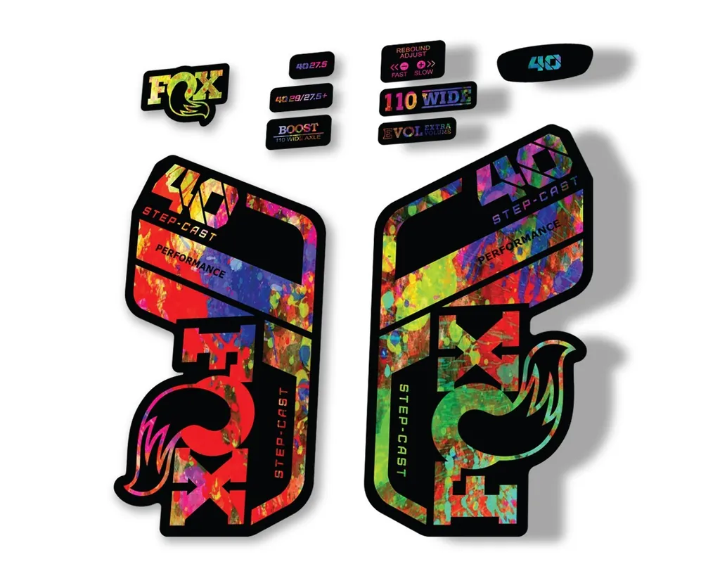 FOX 40 Step Cast SC 2021 Performance Fork Decals Suspension Sticker Oil Slick