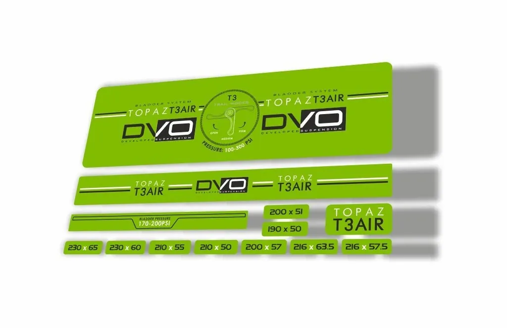 DVO 2016 Topaz T3 Air Rear Shock Suspension Sticker Factory Decal Adhesive Green