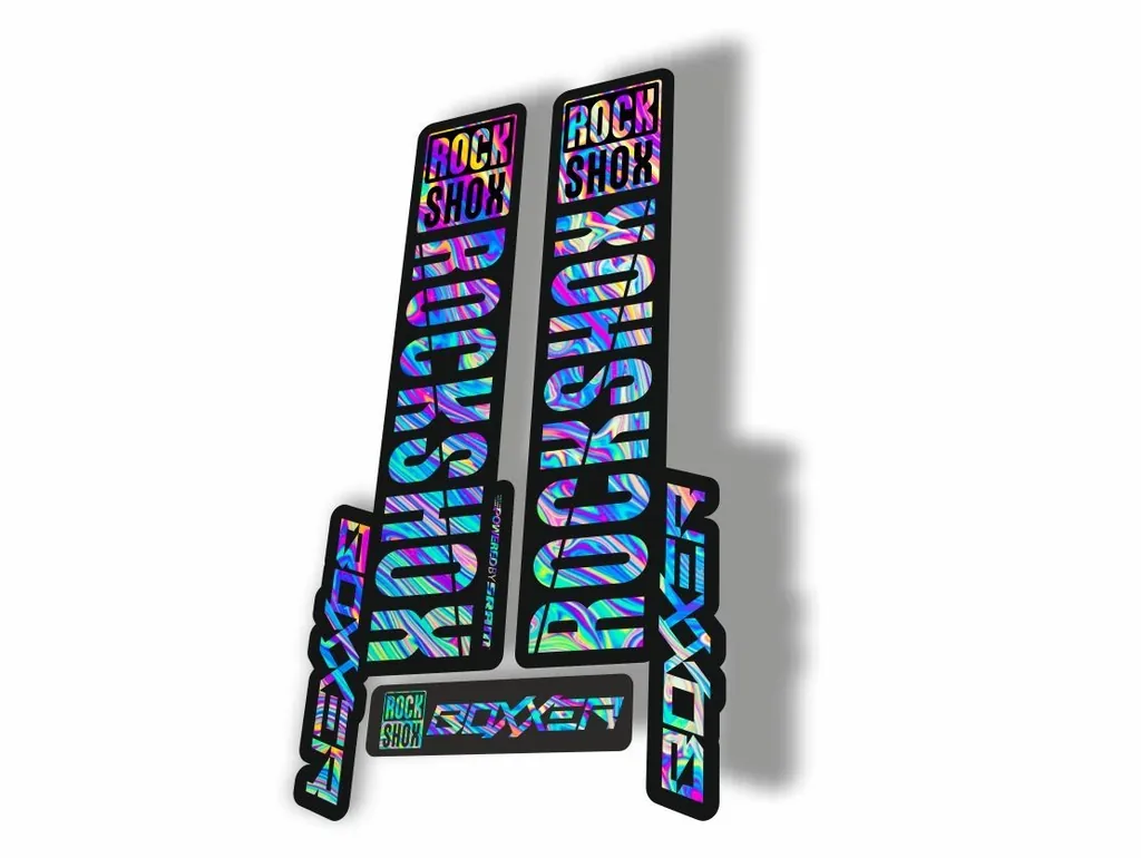 Rock Shox BOXXER 2019 Mountain Bike Cycling Decal Kit Sticker Oil Slick 1
