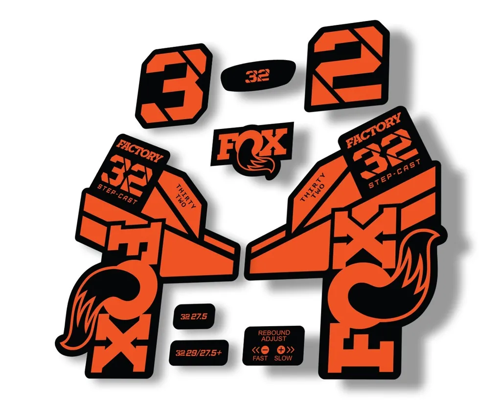 FOX 32 Step Cast 2021 Factory Fork Decals Suspension Sticker Orange
