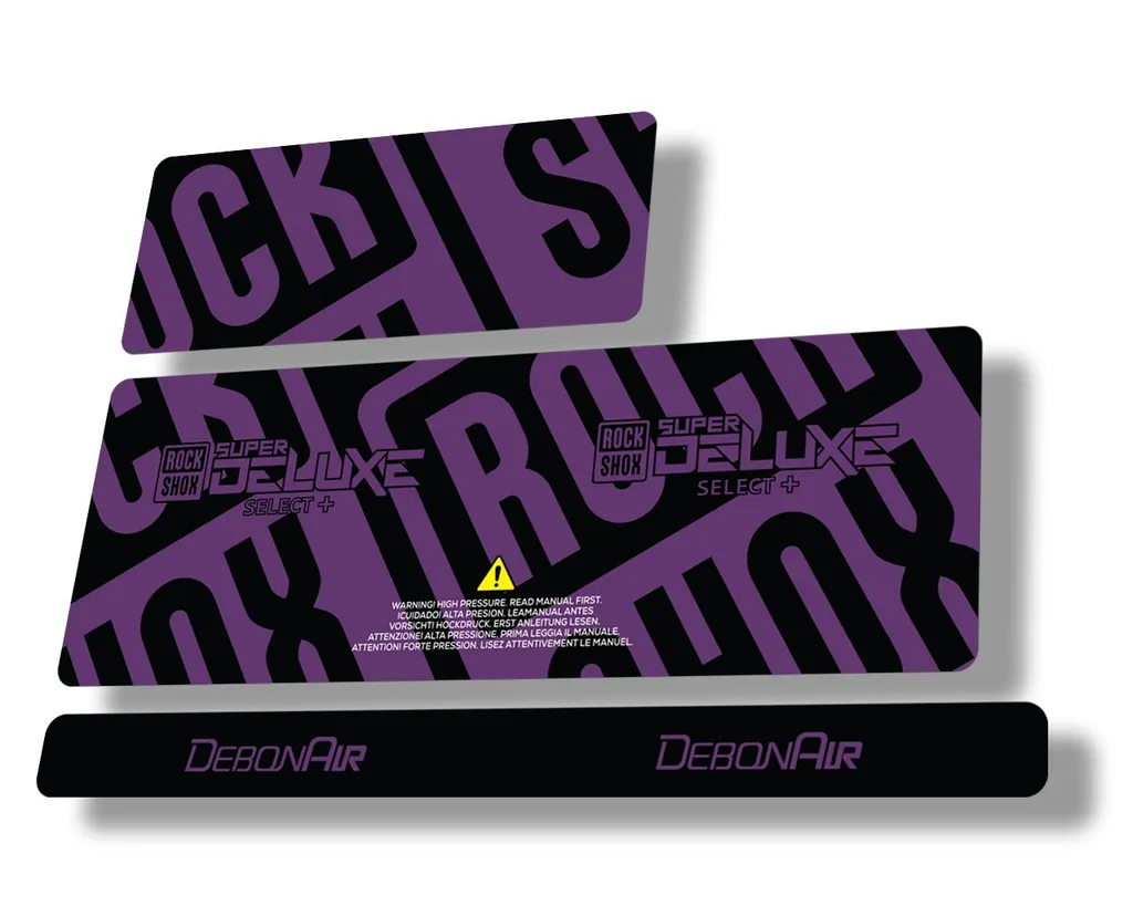 Rock Shox Super Deluxe Select Plus 2020 Rear Shock Decal Sticker Set Purple