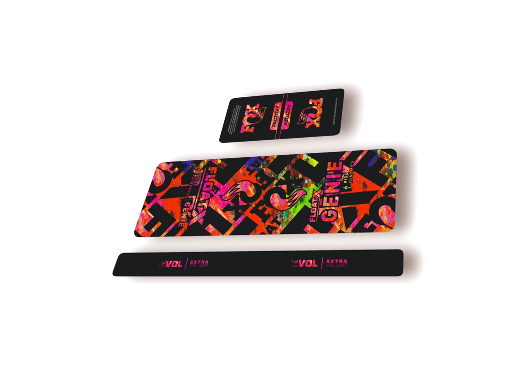 FOX Float X GENIE 2025 Rear Shock Decal Sticker Kit Adhesive Oil Slick