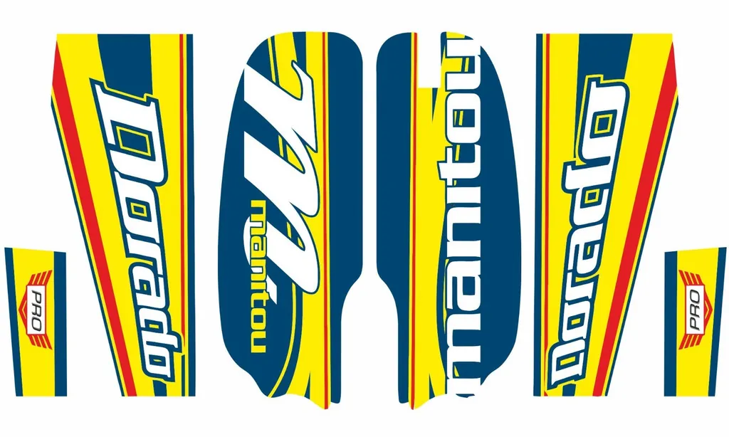 Manitou Dorado Pro Fork Suspension Graphic Decal Kit Sticker Set Blue Yellow