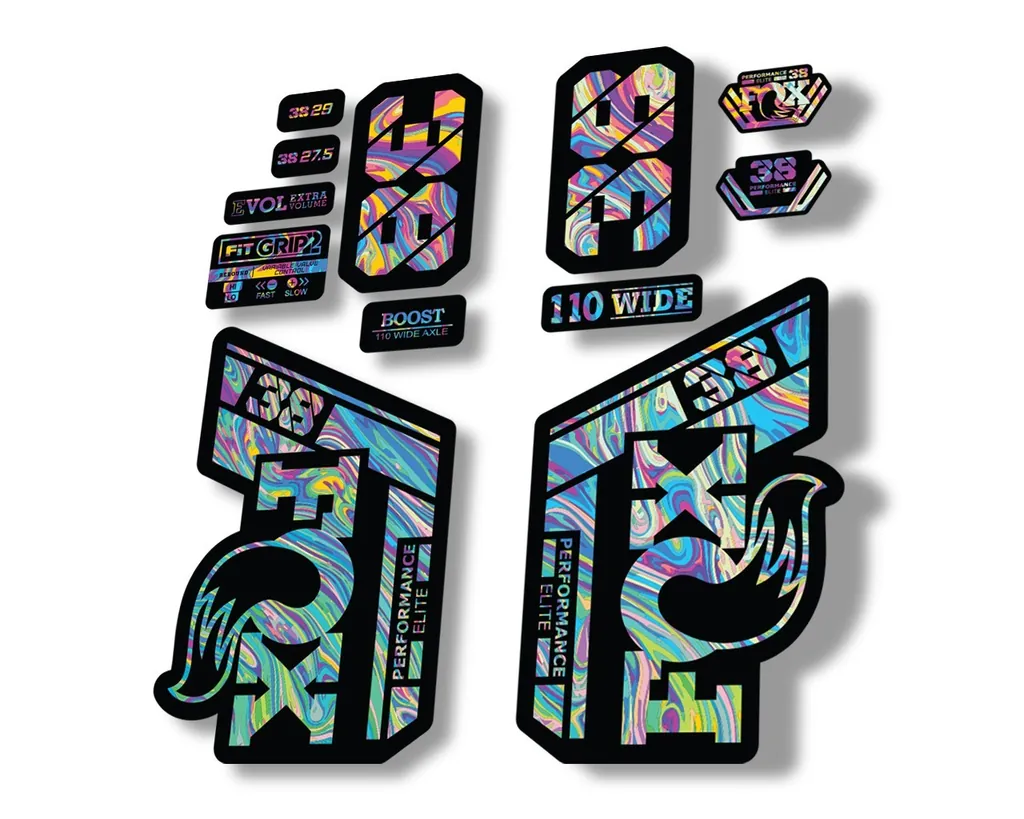 FOX 38 Performance Elite 2021 Forks Suspension Factory Decal Sticker Oil Slick1