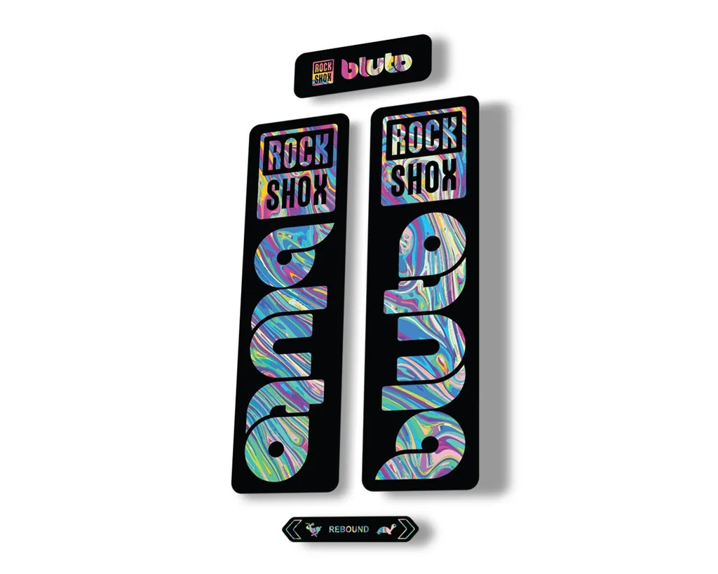 Rock Shox BLUTO 2021 Mountain Bike Cycling Decal Kit Sticker Adhesive Oil Slick1