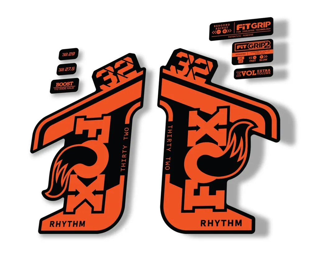 FOX 32 Rhythm 2021 Factory Fork Decals Suspension Sticker Orange