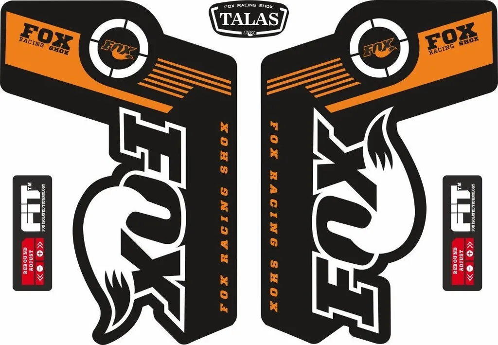 FOX TALAS Forks / Suspension Factory Style Decal Kit Sticker Adhesive Set Orange