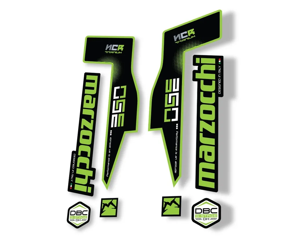 Marzocchi 350 NCR Titanium Fork Suspension Sticker Decal Adhesive Kit Green