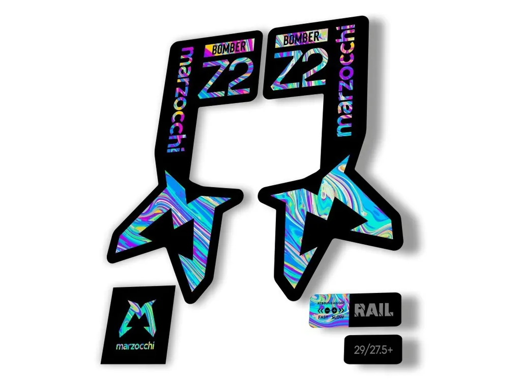 Marzocchi Bomber Z2 2025 Fork Suspension Sticker Decal Kit Adhesive Oil Slick 1