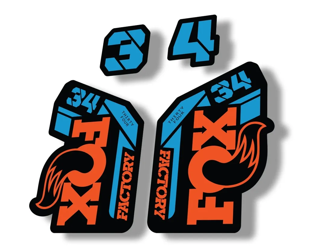 FOX 34 2021 Factory Forks Suspension Decal Sticker Orange Blue