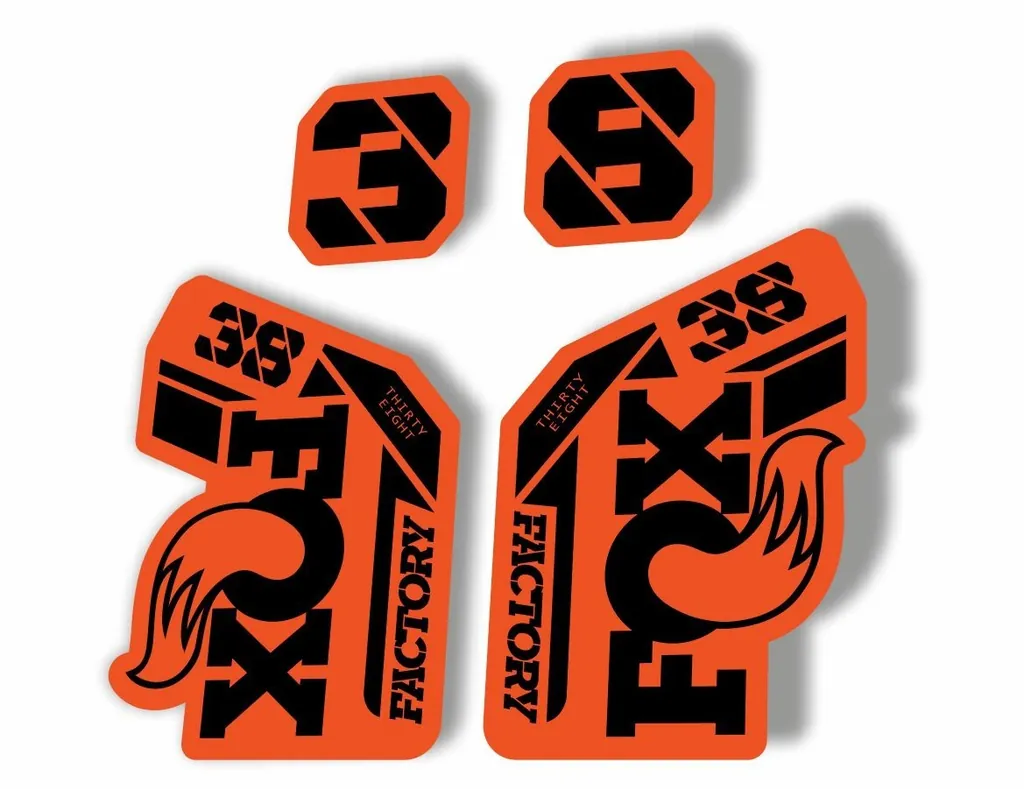 FOX 38 2021 Factory Forks Suspension Decals Sticker Set Adhesive Orange Black