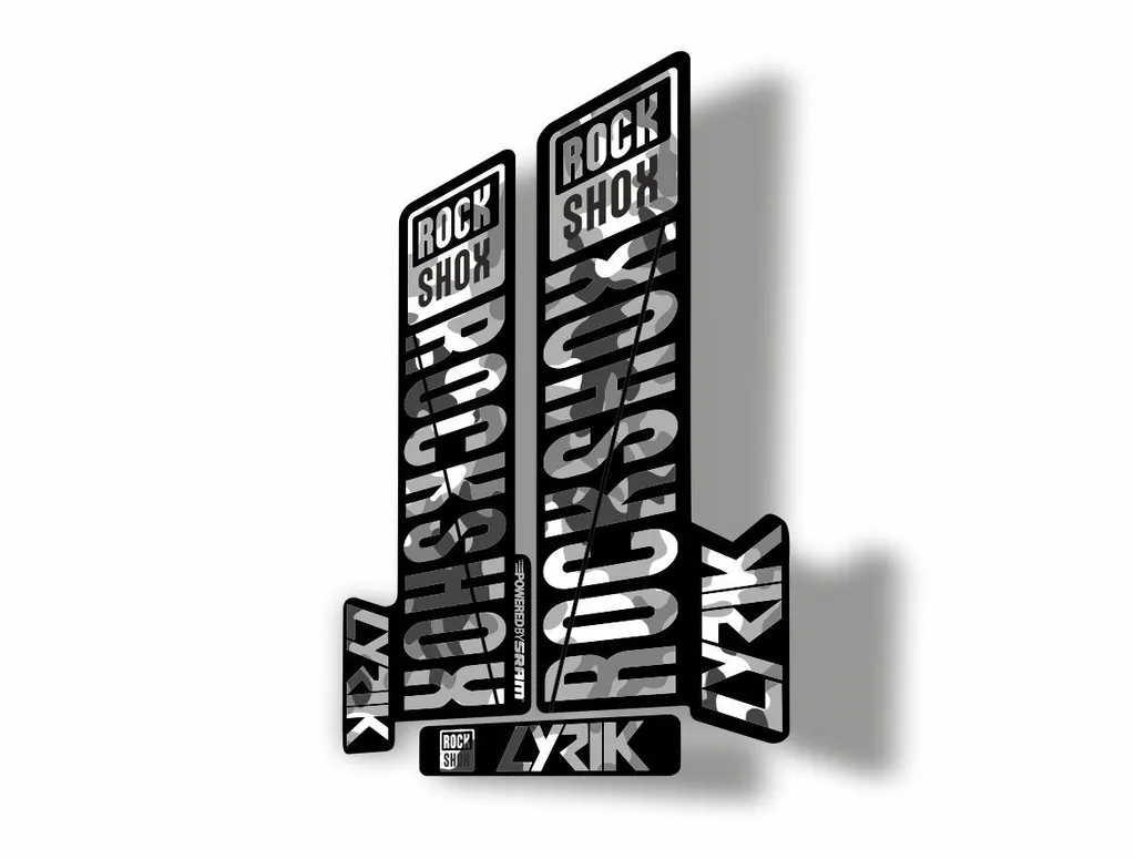Rock Shox LYRIK 2018 Mountain Bike Cycling Decal Kit Sticker Adhesive White Camo