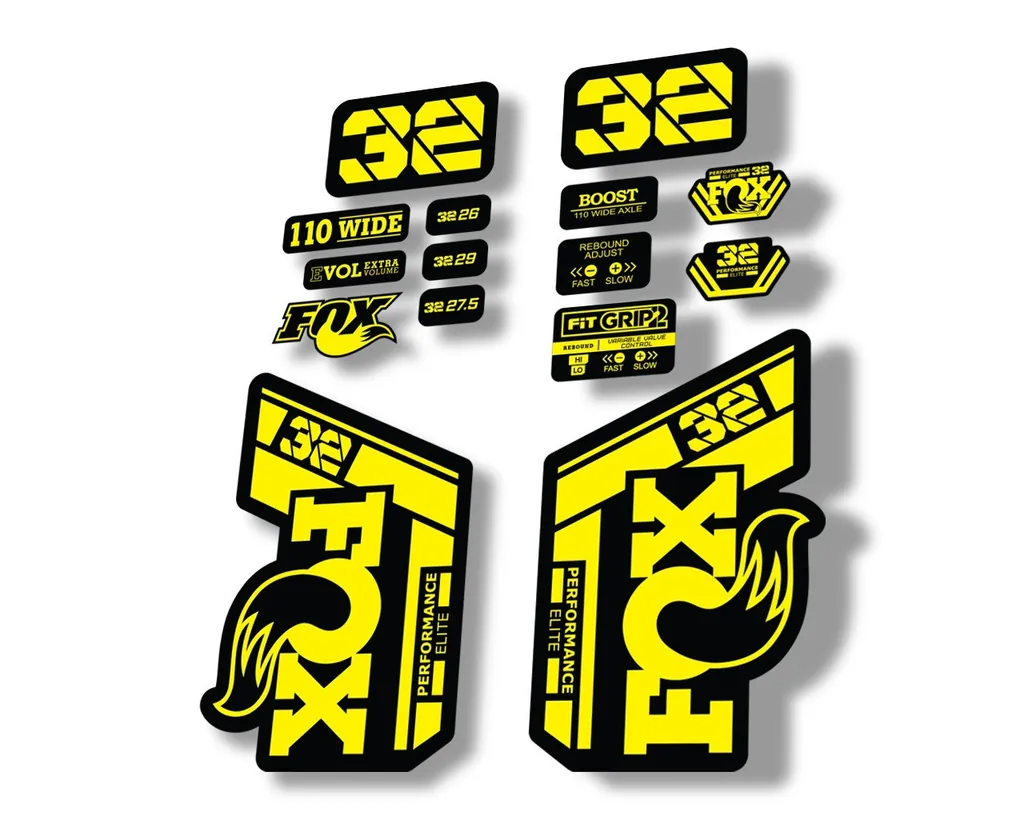 FOX 32 Performance Elite 2021 Factory Fork Decals Suspension Sticker Yellow