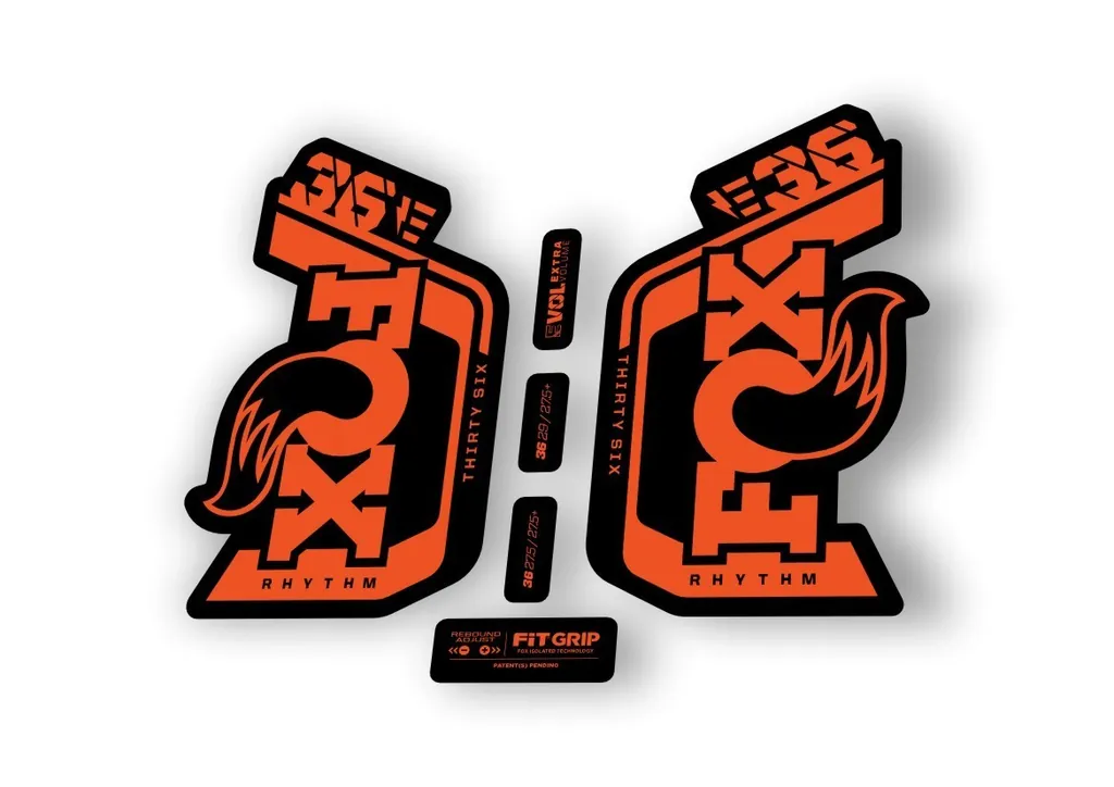 Fox 36 Rhythm E Bike 2024Fork Suspension Factory Decal Sticker Adhesive Orange