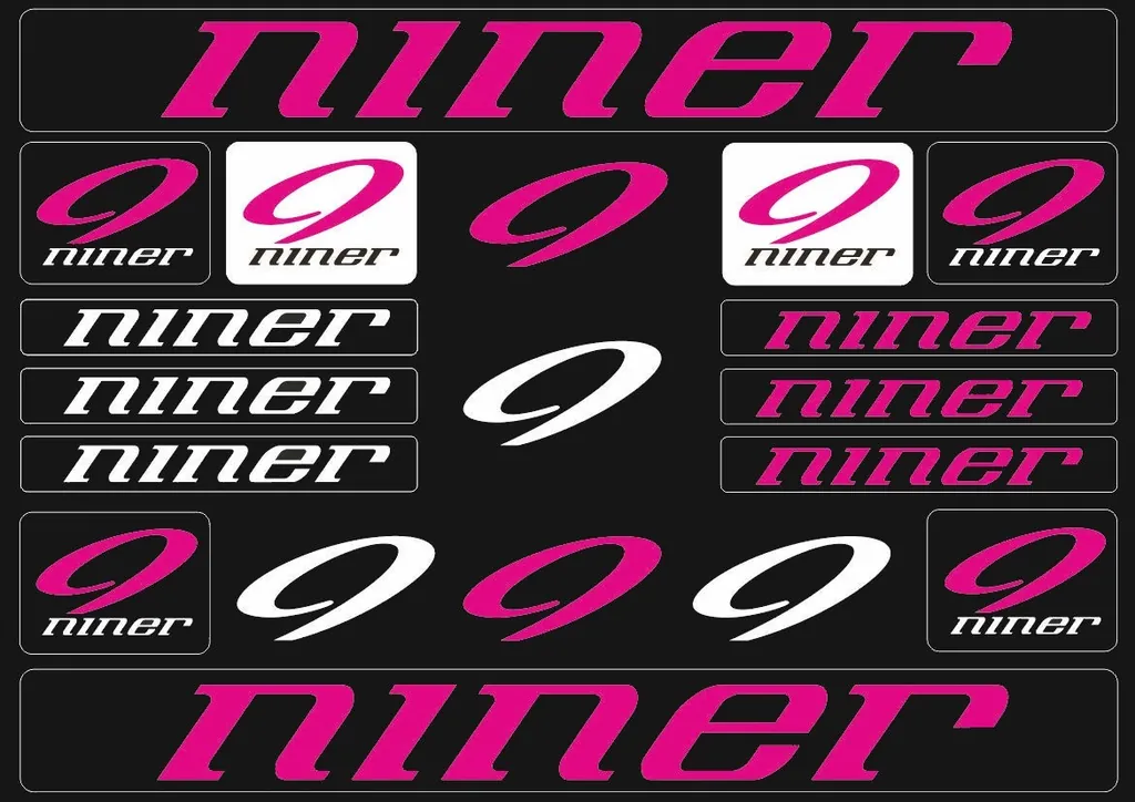 Bicycle Vinyl Stickers – Compatible with Niner Mountain Bikes – Pink