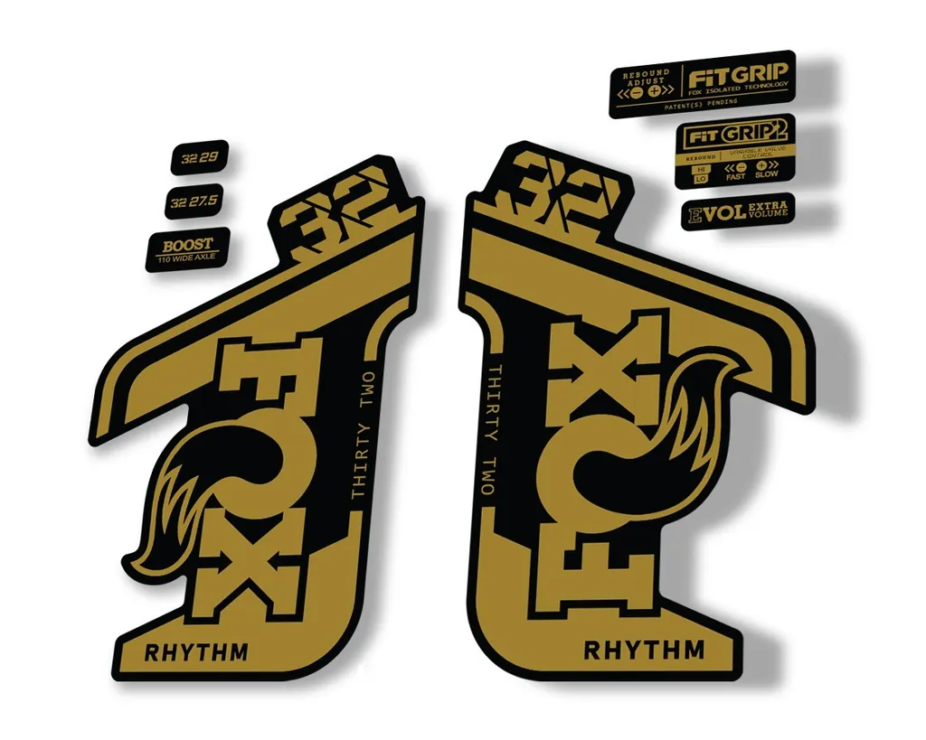 FOX 32 Rhythm 2021 Factory Fork Decals Suspension Sticker Gold
