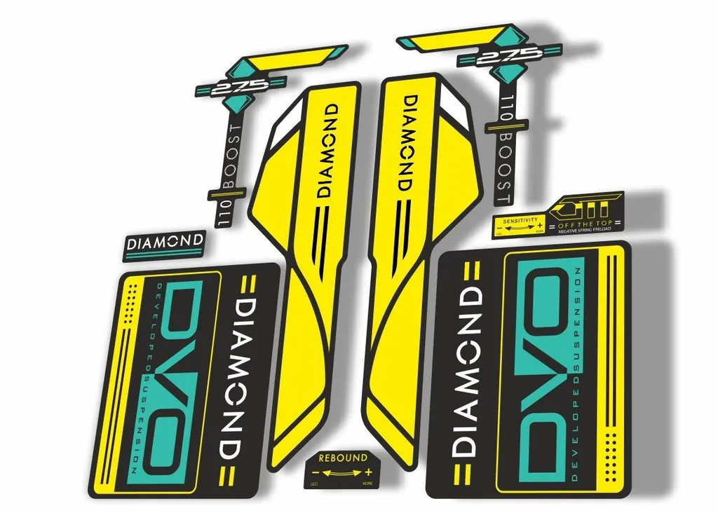 DVO 2017 Diamond Boost 27.5 Fork Suspension Sticker Decal Adhesiv Yellow Dolphin