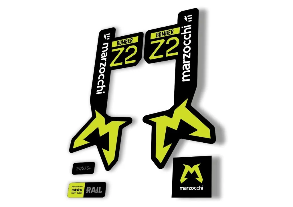 Marzocchi Bomber Z2 Eoptimized 2025 Fork Suspension Sticker Decal Kit Lime Green