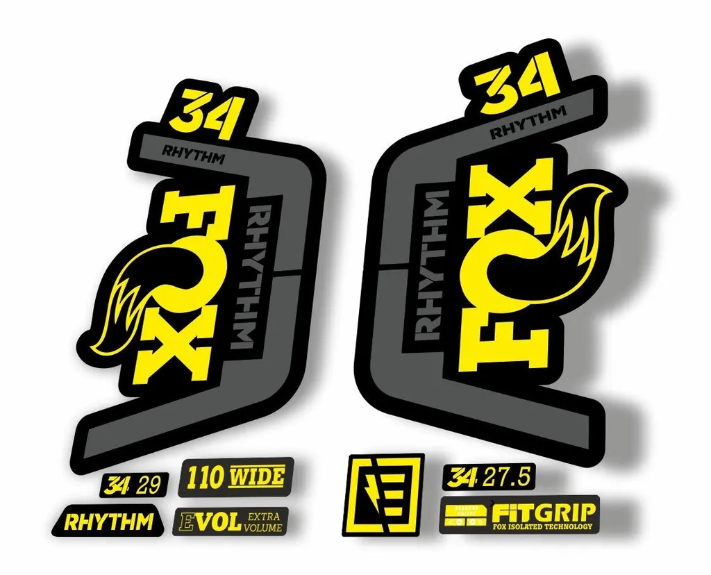 FOX 34 Rhythm 2019 Forks Suspension Factory Decal Sticker Adhesive Yellow-Gray