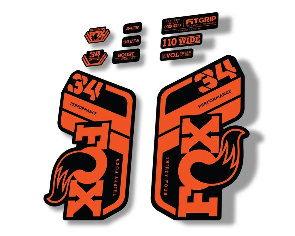 FOX 34 Performance 2021 Factory Fork Decals Suspension Sticker Orange