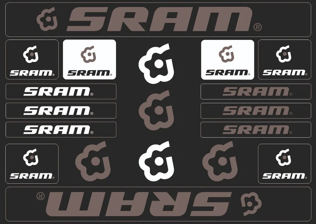 Bicycle Vinyl Stickers – Compatible with SRAM Bikes – Gray