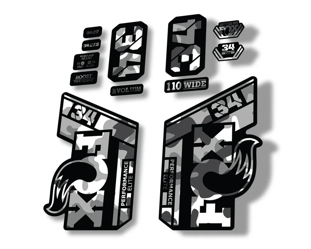 FOX 34 Performance Elite 2021 Factory Fork Decals Suspension Sticker White Camo
