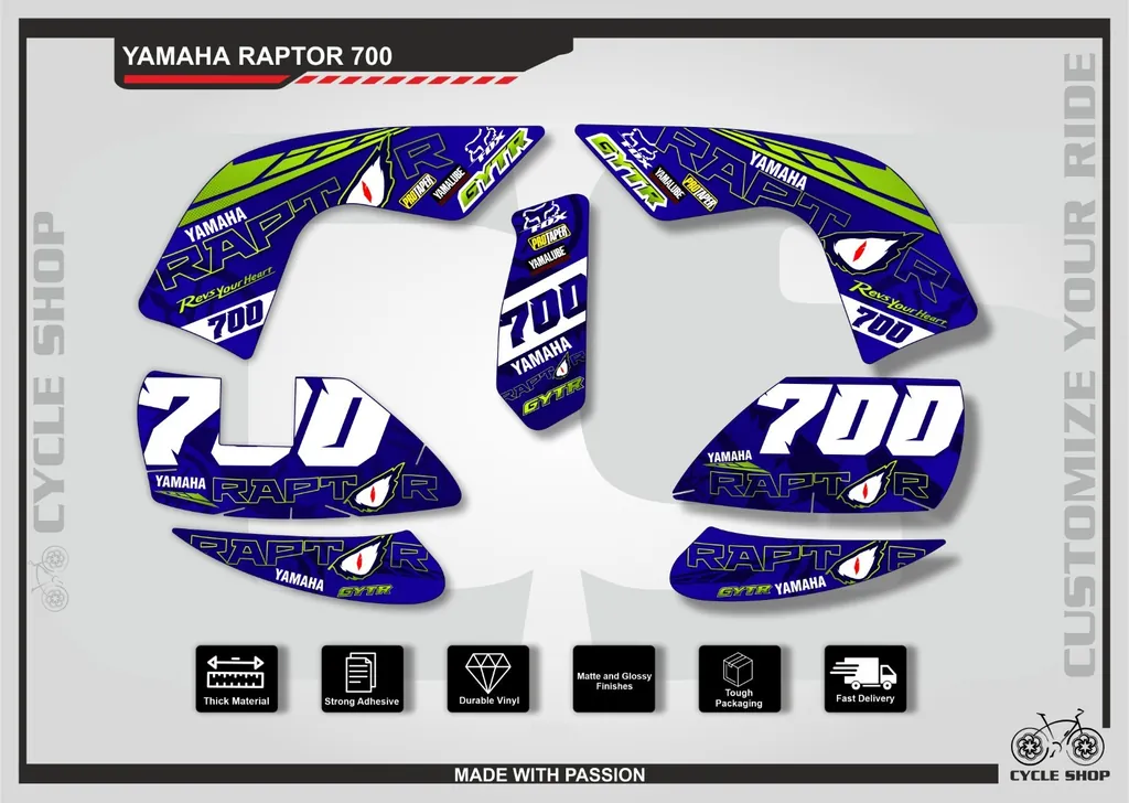 Fits Yamaha Raptor 700 Full Graphic Kit Decal Sticker Wrap Set  2006-2024