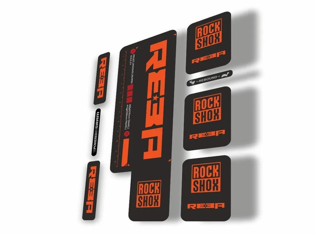 Rock Shox REBA 2009 Fork Decal Kit Mountain Bike Cycling Sticker Adhesive Orange