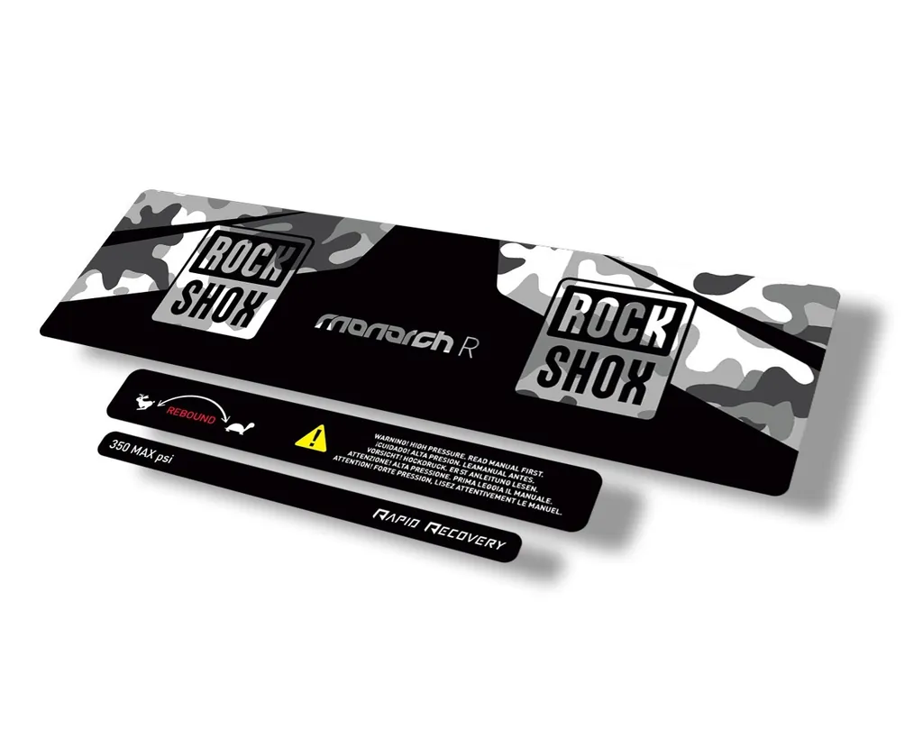 Rock Shox 2016 Monarch R Rear Shock Decal Sticker Adhesive Set White Camo