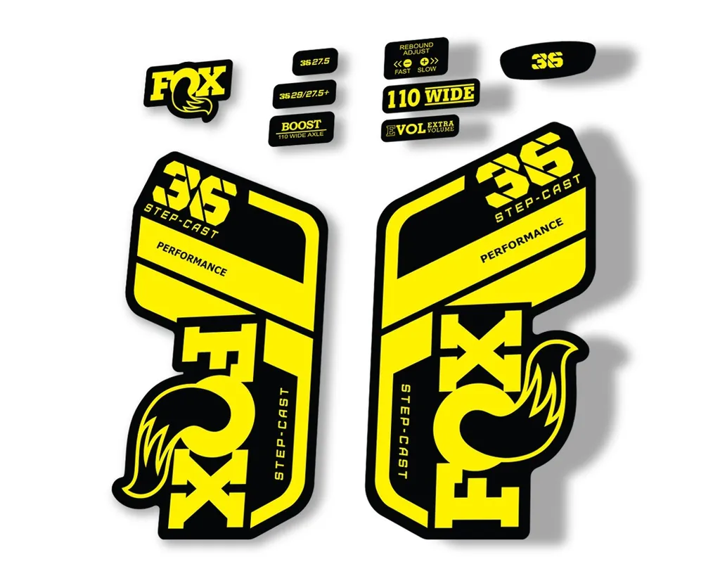 FOX 36 Step Cast SC 2021 Performance Fork Decals Suspension Sticker Yellow