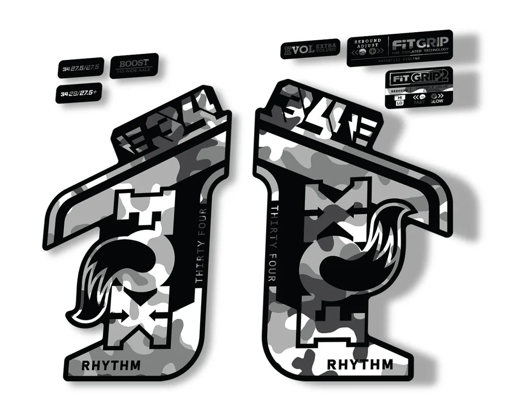 FOX 34 Rhythm E Bike 2021 Fork Decals Suspension Sticker Adhesive White Camo