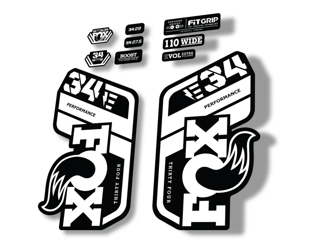 FOX 34 Performance E Bike 2021 Factory Fork Decals Suspension Sticker White