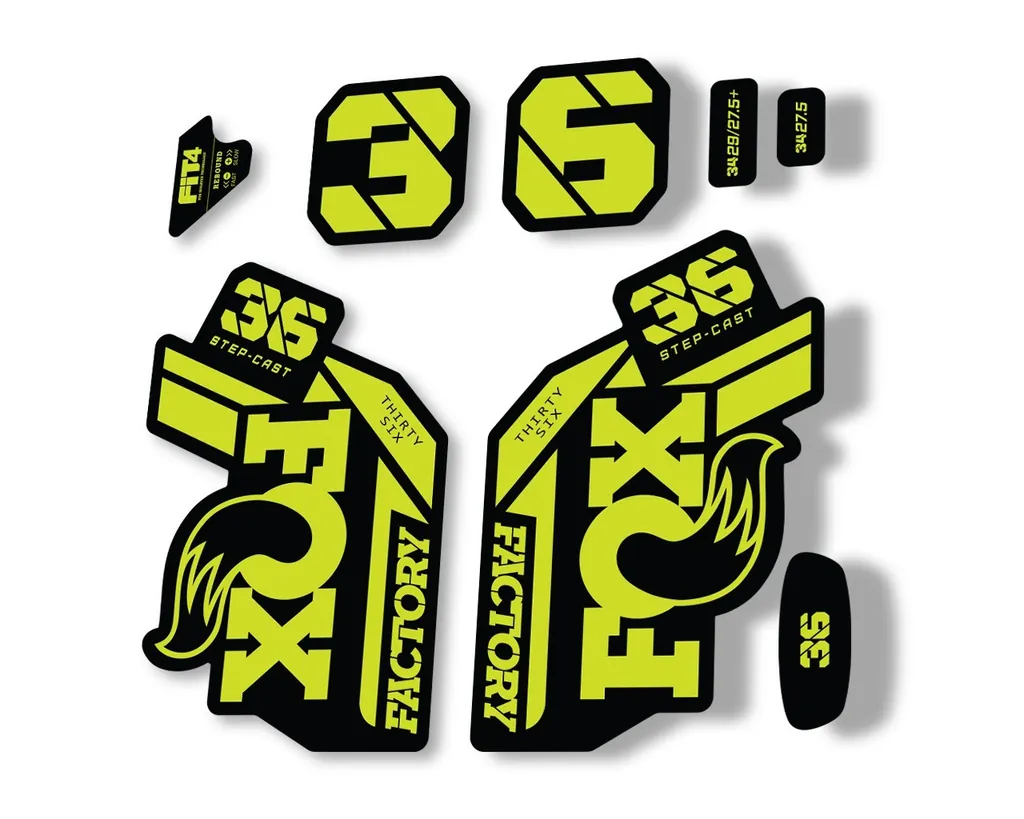 FOX 36 Step Cast SC 2021 Factory Fork Decals Suspension Sticker Lime Green