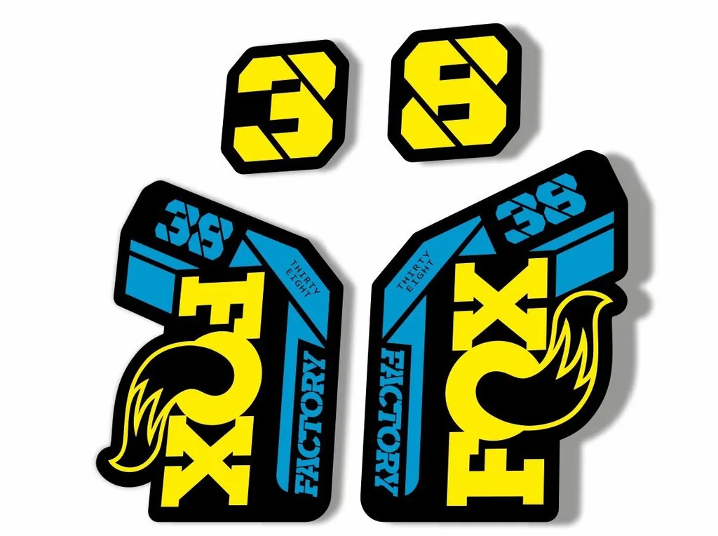 FOX 38 2021 Factory Forks Suspension Decals Sticker Set Adhesive Yellow Blue
