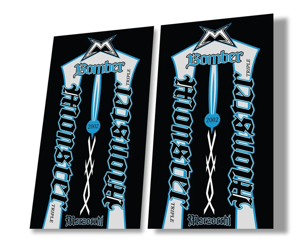 Marzocchi Bomber Monster 2002 Suspension Decal Kit Sticker Adhesive Blue