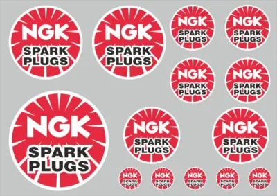 NGK SPARK PLUGS Decals Quality Stickers Vinyl Graphic Set  Adhesive Kit 14 Pcs
