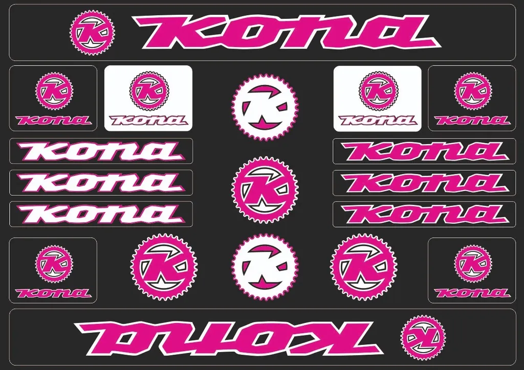 Bicycle Vinyl Stickers – Compatible with KONA Bikes Pink