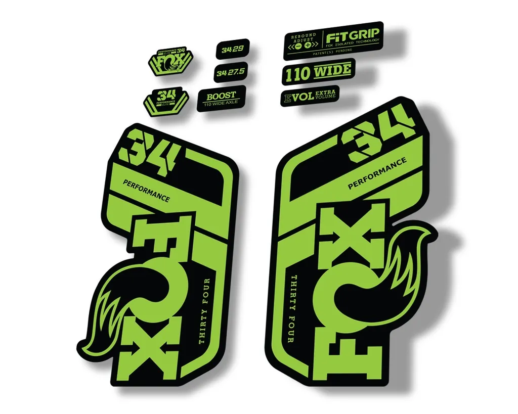 FOX 34 Performance 2021 Factory Fork Decals Suspension Sticker Green