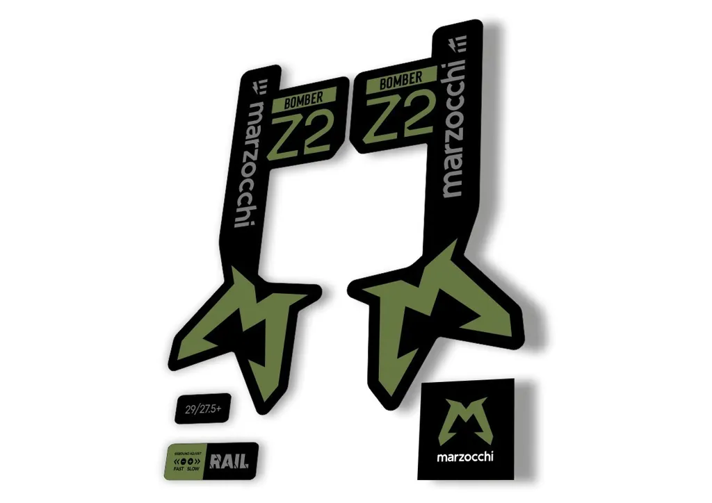 Marzocchi Bomber Z2 Eoptimized 2025 Fork Suspension Sticker Decal Kit Olive