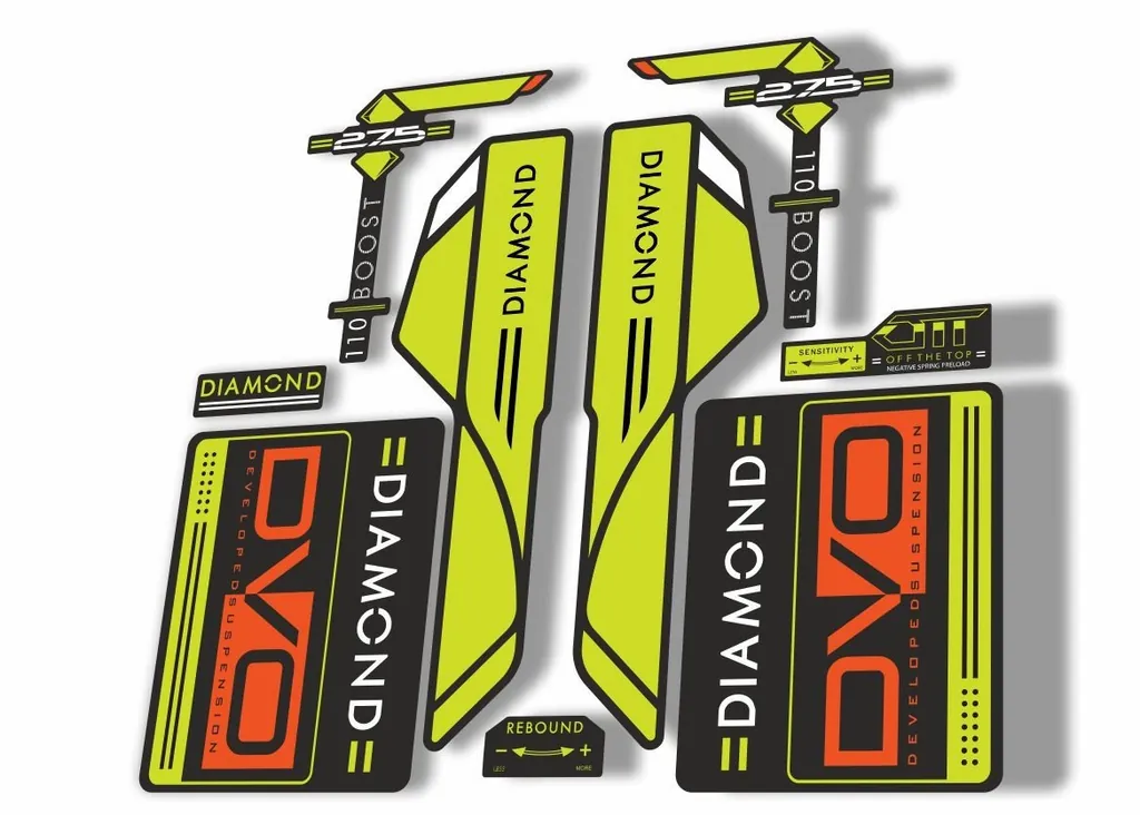 DVO 2017 Diamond Boost 27.5 Fork Suspension Sticker Decal Adhesive LGreen Orange