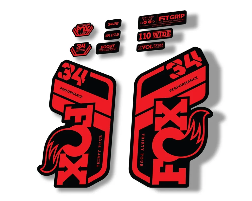 FOX 34 Performance 2021 Factory Fork Decals Suspension Sticker Red